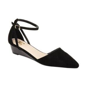Journee Collection Women's Arkie Pointed Toe Ankle Strap Wedges, Black, 11M
